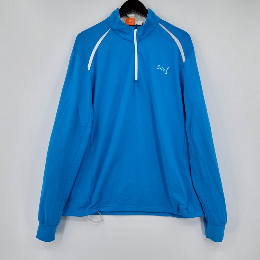 Puma XL CoolCELL Blue Quarter Zip Long Sleeve Athletic Training Pullover Top